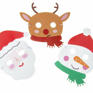 Mix de M&aacute;scaras de Natal em Espuma - Pai Natal, Rena e Boneco de Neve (48 unidades)