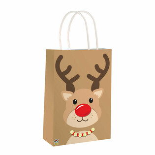 RENA DE NATAL - SACO DE PAPEL COM AL&Ccedil;AS - 14x21x7Cm - NATAL (24 un.)