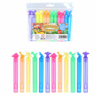 Tubos de Bolhas de Sab&atilde;o Dinossauro Coloridos (Pack de 12)