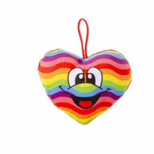 CORAÇÃO DE PELUCHE ARCO-ÍRIS COM SMILEY (24 un.)
