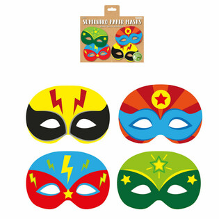 ECO FRIENDLY - M&Aacute;SCARAS DE PAPEL DE SUPER-HER&Oacute;IS (Pack de 12)