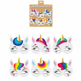 ECO-FRIENDLY - M&Aacute;SCARAS DE PAPEL DE UNIC&Oacute;RNIO (12 unidades)