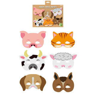 M&aacute;scaras de Animais da Quinta ECO FRIENDLY em Papel - 12 Unidades