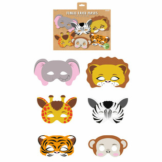 M&Aacute;SCARAS DE PAPEL ANIMAIS DA SELVA ECO-FRIENDLY (12 UNIDADES)