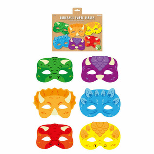 M&aacute;scaras de Papel Dinossauro ECO (12 unidades)