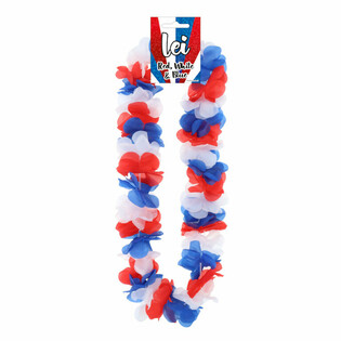 Colar Havaiano - Vermelho / Branco / Azul (12 unid.)