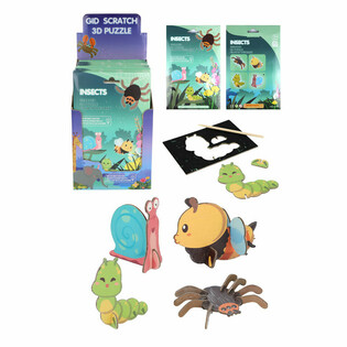 Expositor de Puzzles 3D de Raspar SCRATCH - Insetos (18 unidades)