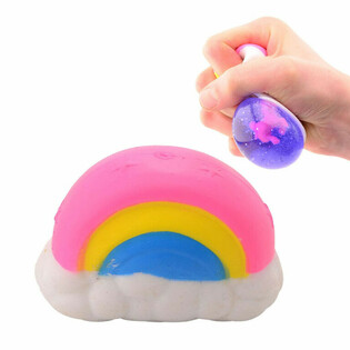 Bola Squeeze de Unic&oacute;rnio Arco-&Iacute;ris em Display (12 unidades)