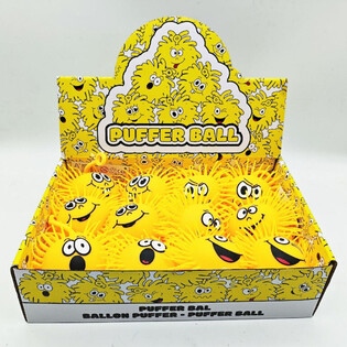 BOLA PUFFER COM CARA EMO&Ccedil;&Atilde;O - 10CM - EM DISPLAY (12 un.)