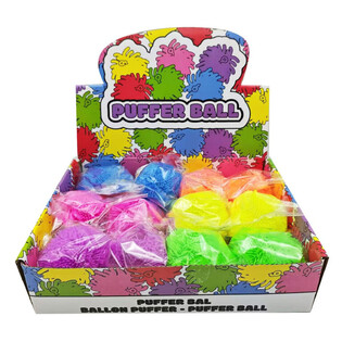 BOLA PUFFER COM CORES VIBRANTES - 8CM - EM EXPOSITOR (12 un.)