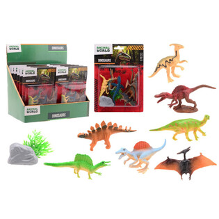 ANIMAL WORLD - Conjunto de Dinossauros 8 Pe&ccedil;as - Em Display (12 un.)
