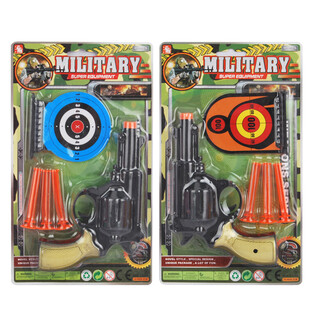 Conjunto de Pistola Militar com 3 Ventosas e Alvos (6 pe&ccedil;as)