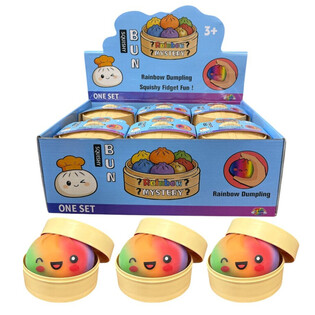 RAGE - RAINBOW Squishy Bun Dumplings GRANDE (Dim. 8.5 x 8.5 x 4.8 Cm) - Viral 2026 Fidget Toy (12un.)