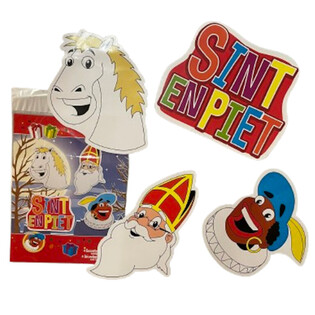 SINTERKLAAS SINT & PIET - CONJUNTO DE 4 PLACAS DECORATIVAS COM DUPLA FACE (6 un.)