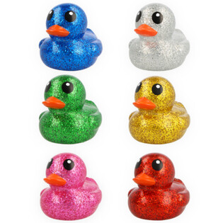 Patinhos de Banho Grandes com Purpurinas Coloridas - 10x8x8 cm (6 un.)