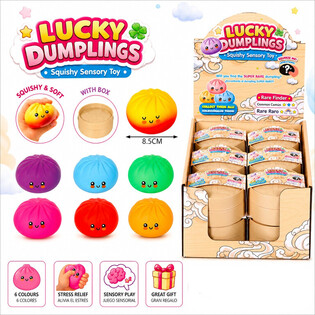 RAGE - LUCKY DUMPLINGS - Squishy Bun Dumplings GRANDE Dim. 8.5 x 8.5 x 4.8 Cm - EM DISPLAY (12 un.)