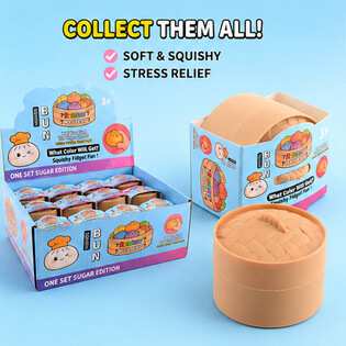 RAGE - Squishy SUGAR EDITION Bun Dumplings PEQUENO (5.3 x 5.3 x 4.1 Cm) Viral 2026 Fidget Toy (24 un.)