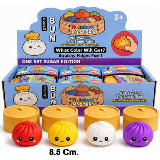 RAGE - Squishy SUGAR EDITION Dumplings Bun GRANDE (8.5 x 8.5 x 4.8 cm) - Brinquedo Fidget Viral 2026 (12 un)
