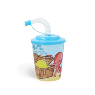 Copo com palhinha / copo de gelado &ndash; Sealife / Animais marinhos (12 un.)