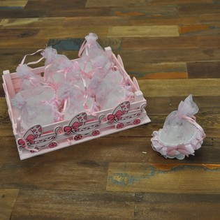 Caixa Decorativa com 9 Carrinhos de B&eacute;b&eacute; Deco - Cor-de-Rosa