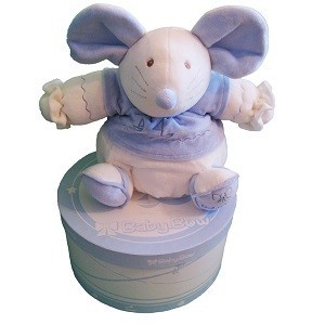Peluche Baby Bow em Caixa de Oferta - Modelo 15 (Rato, Azul/Branco)